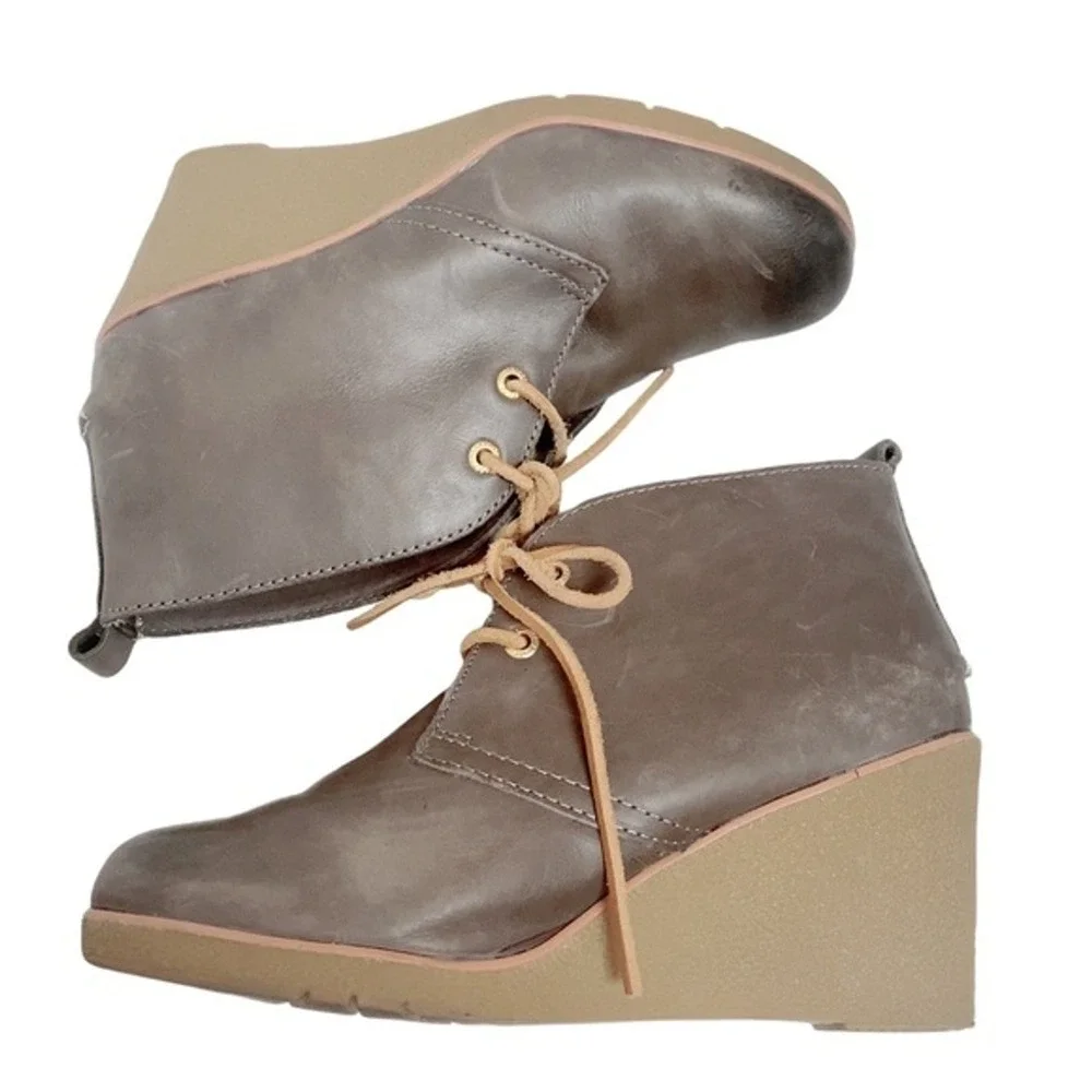 Sperry TopSider Harlow Wedge Chukka Boots Womens‎ Size 8M  Burnished Leather